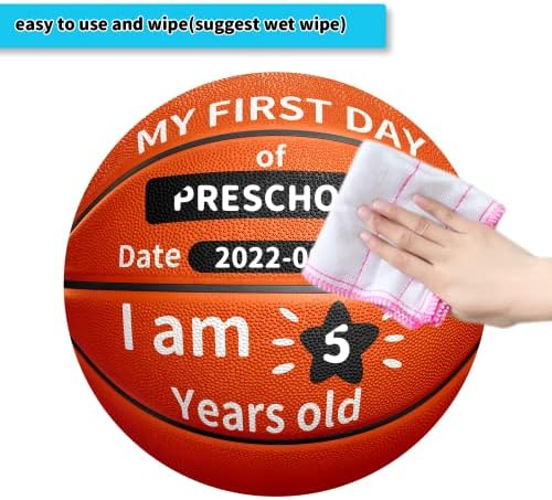 Homievar 2023 Semn de baschet de 10 inch Prima zi de școlar Chalkboard Basketball Back to School Photo Prop for Kids Preschool