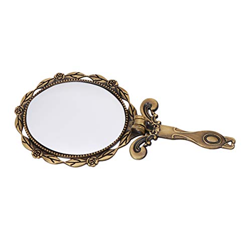 Oglindă de machiaj de mână vintage beaupretty ovală oglindă metalică ovală ovală ovală oglindă metalică cu mâner oglindă de