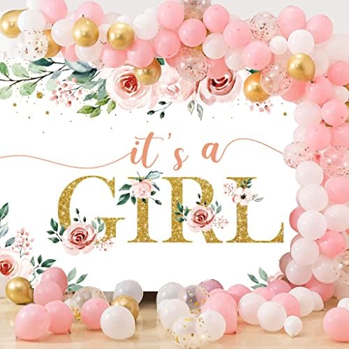 ASOONYUM 7x5ft Floral Baby Shower fundal pentru fete fard de obraz roz acuarelă floare este o fată Baby Shower fundal pentru