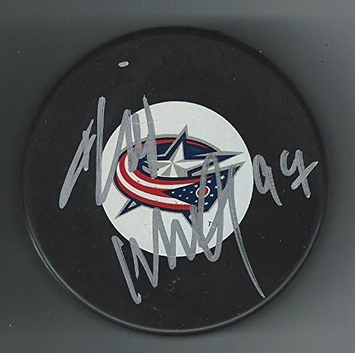 Rostislav Klesla a semnat pucul Columbus Blue Jackets-pucuri NHL cu autograf
