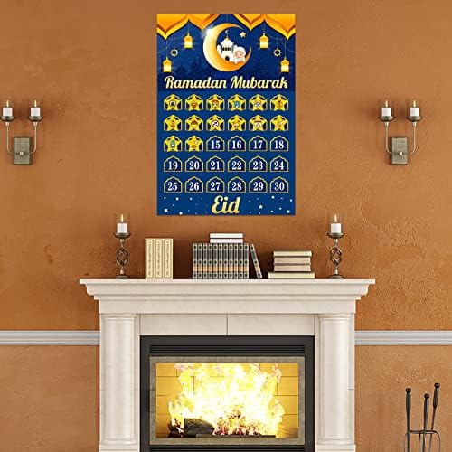 Fsaoor Ramadan Calendar 2023 Eid Mubarak calendar de numărătoare inversă pentru copii, 30 de zile Eid Advent Calendar Poster