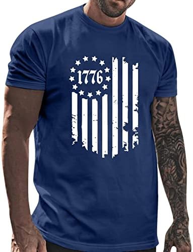 Tricouri simple pentru bărbați Bărbați primăvară și vară Ziua Independenței sărbătoare Casual Vintage Distressed cu mâneci