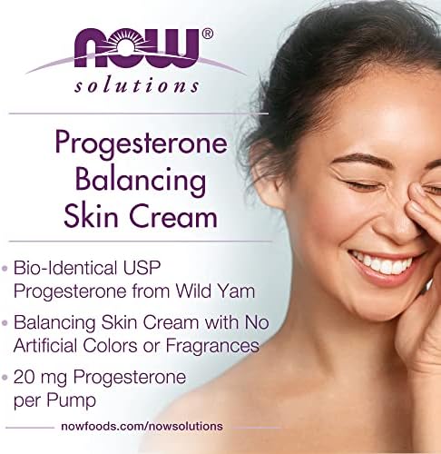 NOW Solutions, progesteron Natural, cremă de echilibrare a pielii, 20 mg de progesteron Natural pe pompă, fără parfum, 3 uncii