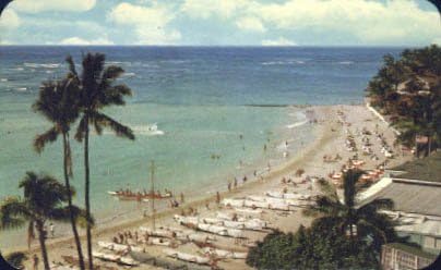 Plaja Waikiki, carte poștală din Hawaii