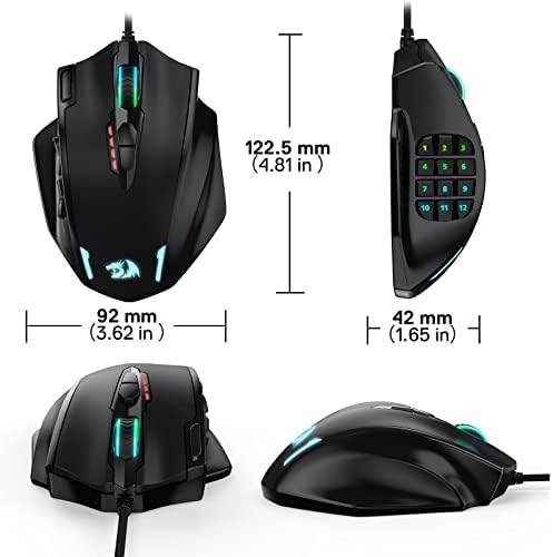 Redragon RGB LED WIRED GAMING Mouse, 18 butoane programabile de mouse