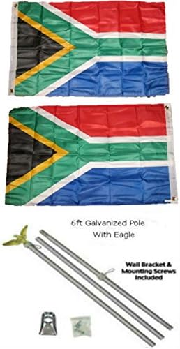 Africa de Sud 2'X3 '2Ply Double Polyester Flag cu 6' Set de poluri cu pavilion galvanizat cu Eagle Topper