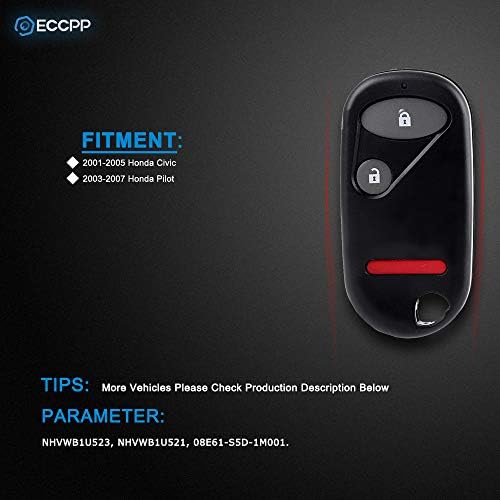 Eccpp înlocuire se potrivesc pentru intrare fără cheie telecomanda FOB Honda Civic / Honda Pilot NHVWB1U523 NHVWB1U521