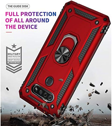 TJS compatibil cu LG K51 caz, LG Q51 caz, LG reflecta caz, rezistent la Impact Defender Inel metalic Kickstand suport Magnetic