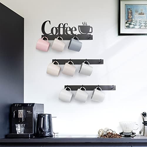 Hulisen cana de cafea suport de perete, suport pentru ceașcă de cafea, montat cu 4 cârlige grele, accesorii de cafea pentru