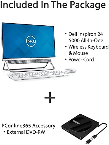 Dell 2021 Inspiron 24 5000 All-in-One Desktop, Ecran tactil FHD de 24 , I7-1165G7, GeForce MX330, 64 GB RAM, 2TB SSD, Webcam, WiFi 6, Bluetooth 5.1, tastatură fără fir și mouse, câștigă 10 acasă