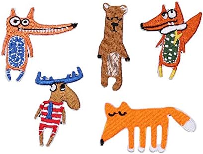 5 PC -uri desen animat drăguț broderie animal patch DIY Fox fox animal autocolant broderie patch drăguță brodat fier de cusut
