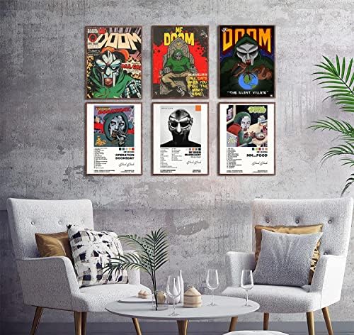 Poster Jokimal MF Doom Un set de 6 afișe de pânză Canvas imprimare perete Artă semnată Afise limitate album copertă Familie