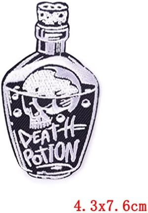 Death Potten Skull Vin Bottle Brodety Sticker Sticker Craniu broderie Sticker sticker DIY Tricou de fierbere cu adeziv pentru